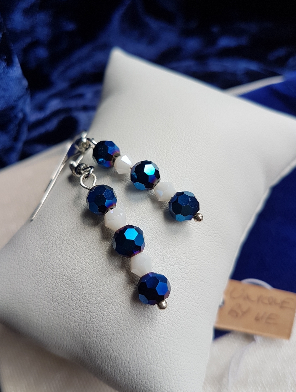 Swarovski Elements Metallic Blue & White Delicate Choker Necklace NEW - Picture 11 of 15